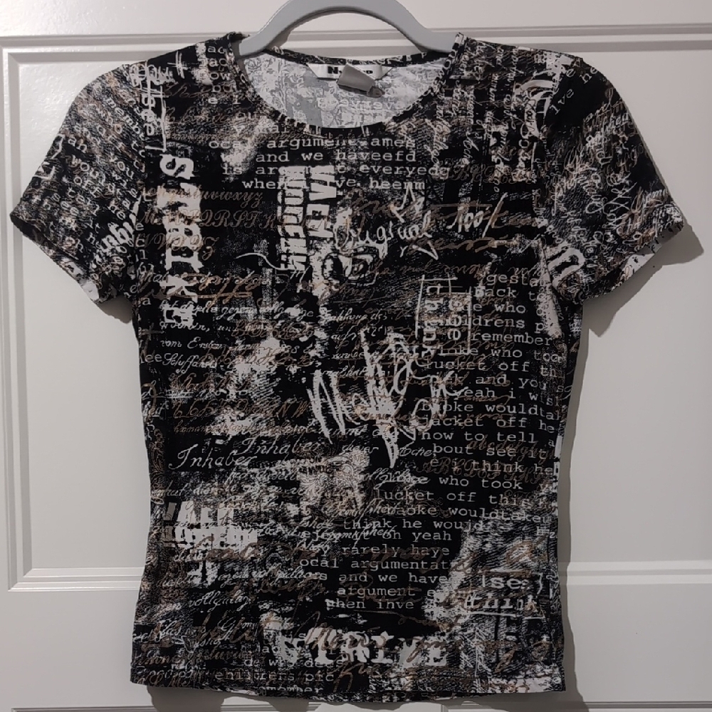 Nygard Graphic Print Black and White Women's Top
